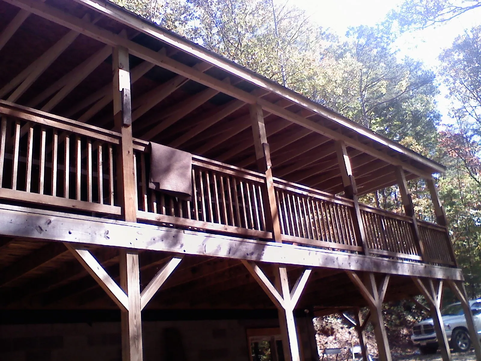 Timber framing under a new elevated porch and deck — Roof Leak Repair in Schuyler by Roofing Brothers